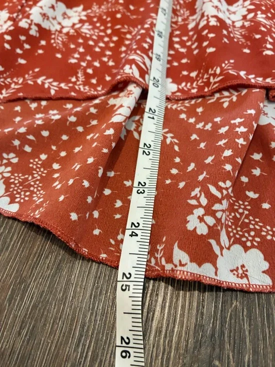 SHEIN Rust Orange Floral Ruffle Sleeve Blouse - Picture 4 of 4